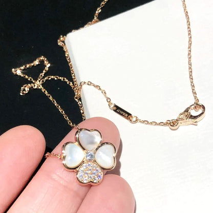 [Grace Jewelry]CLOVER MOP DIAMOND ROSE GOLD NECKLACE