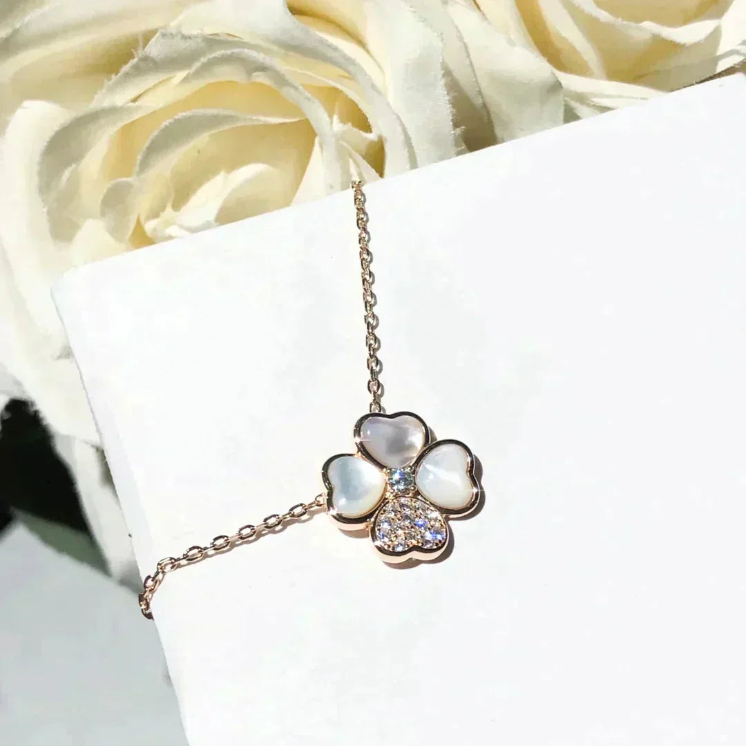 [Grace Jewelry]CLOVER MOP DIAMOND ROSE GOLD NECKLACE