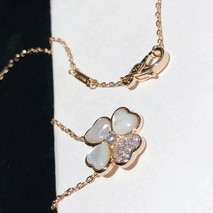 [Grace Jewelry]CLOVER MOP DIAMOND ROSE GOLD NECKLACE