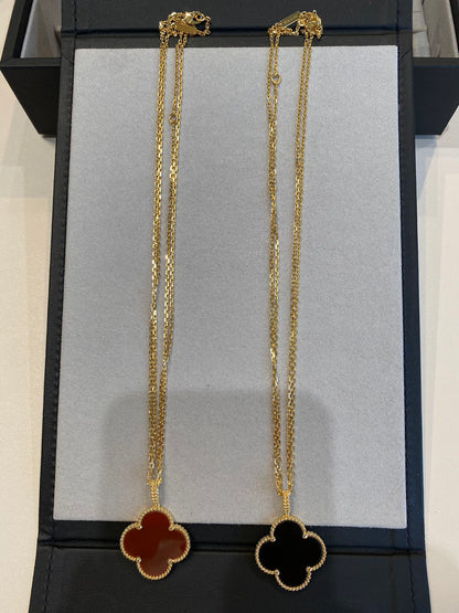 [Grace Jewelry]CLOVER 25MM NECKLACE GOLD CARNELIAN