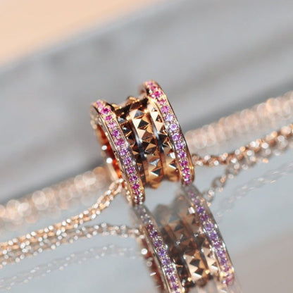 [Grace Jewelry]ZERO 1 ROCK PINK GOLD PINK DIAMOND NECKLACE