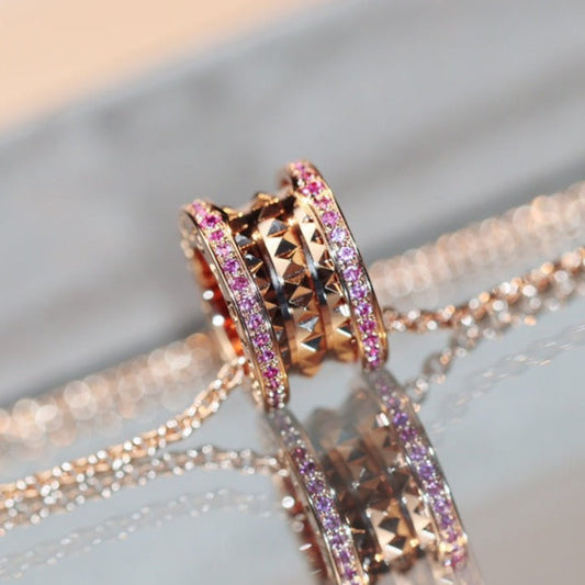 [Grace Jewelry]ZERO 1 ROCK PINK GOLD PINK DIAMOND NECKLACE