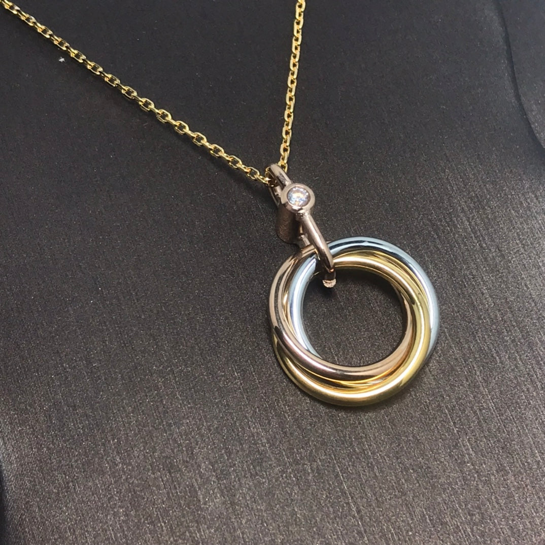 [Grace Jewelry]TRINITY SILVER GOLD PINK GOLD NECKLACE