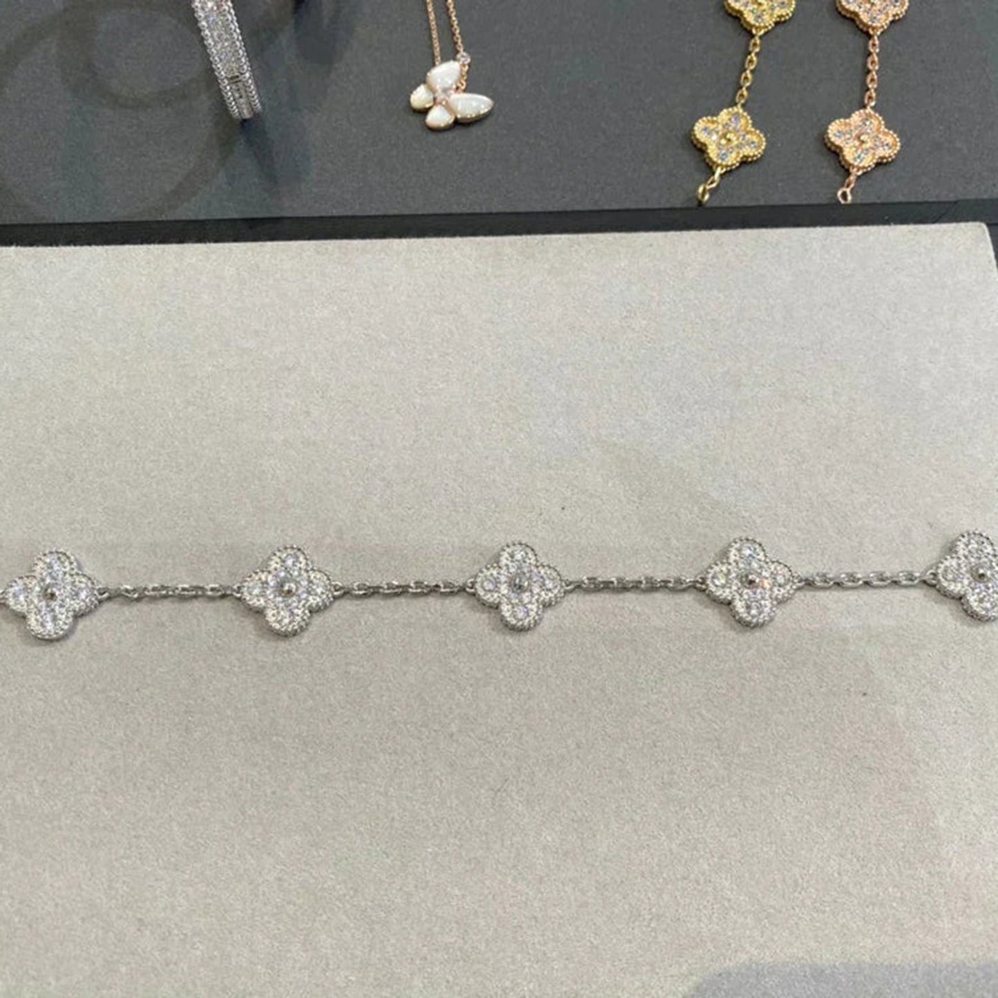 [Grace Jewelry]CLOVER 5 MOTIFS  DIAMOND BRACELET SILVER