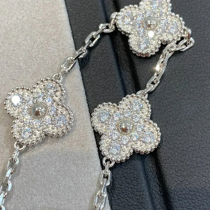 [Grace Jewelry]CLOVER 5 MOTIFS  DIAMOND BRACELET SILVER