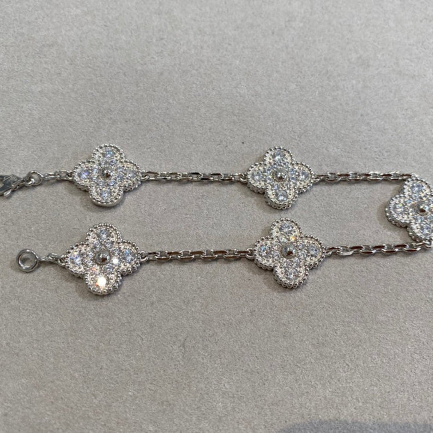 [Grace Jewelry]CLOVER 5 MOTIFS  DIAMOND BRACELET SILVER