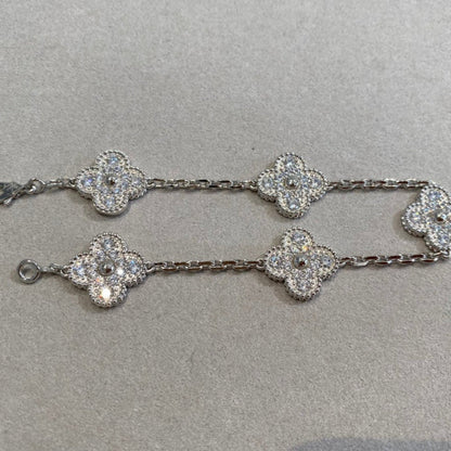 [Grace Jewelry]CLOVER 5 MOTIFS  DIAMOND BRACELET SILVER