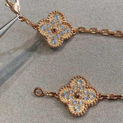 [Grace Jewelry]CLOVER 5 MOTIFS  FULL DIAMOND BRACELET