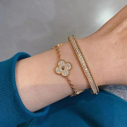 [Grace Jewelry]CLOVER 5 MOTIFS  FULL DIAMOND BRACELET