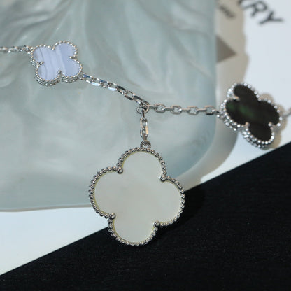 [Grace Jewelry]CLOVER BRACELET 5 MOTIFS MOP CHALCEDONY SILVER