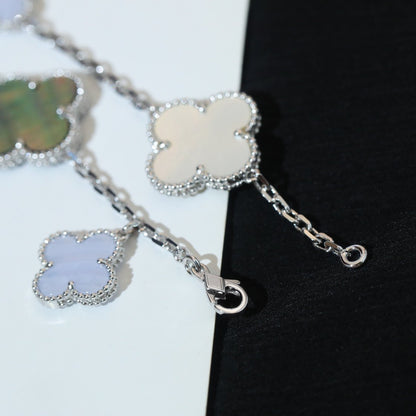 [Grace Jewelry]CLOVER BRACELET 5 MOTIFS MOP CHALCEDONY SILVER