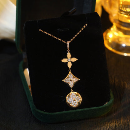 [Grace Jewelry]STAR AND SUN DIAMOND PINK GOLD NECKLACE