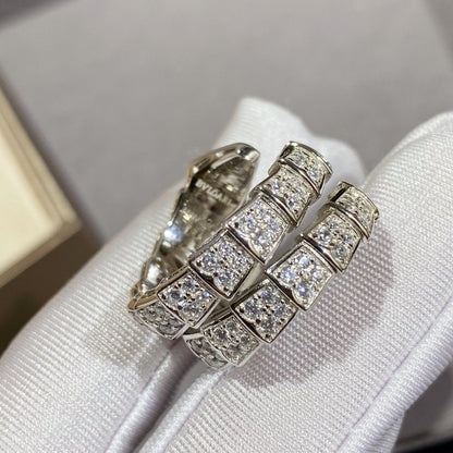 [Grace Jewelry]SERPENTI DOUBLE RING SILVER DIAMOND PAVED