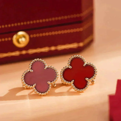 [Grace Jewelry]CLOVER MEDIUM 1 MOTIFS CARNELIAN  EARRINGS