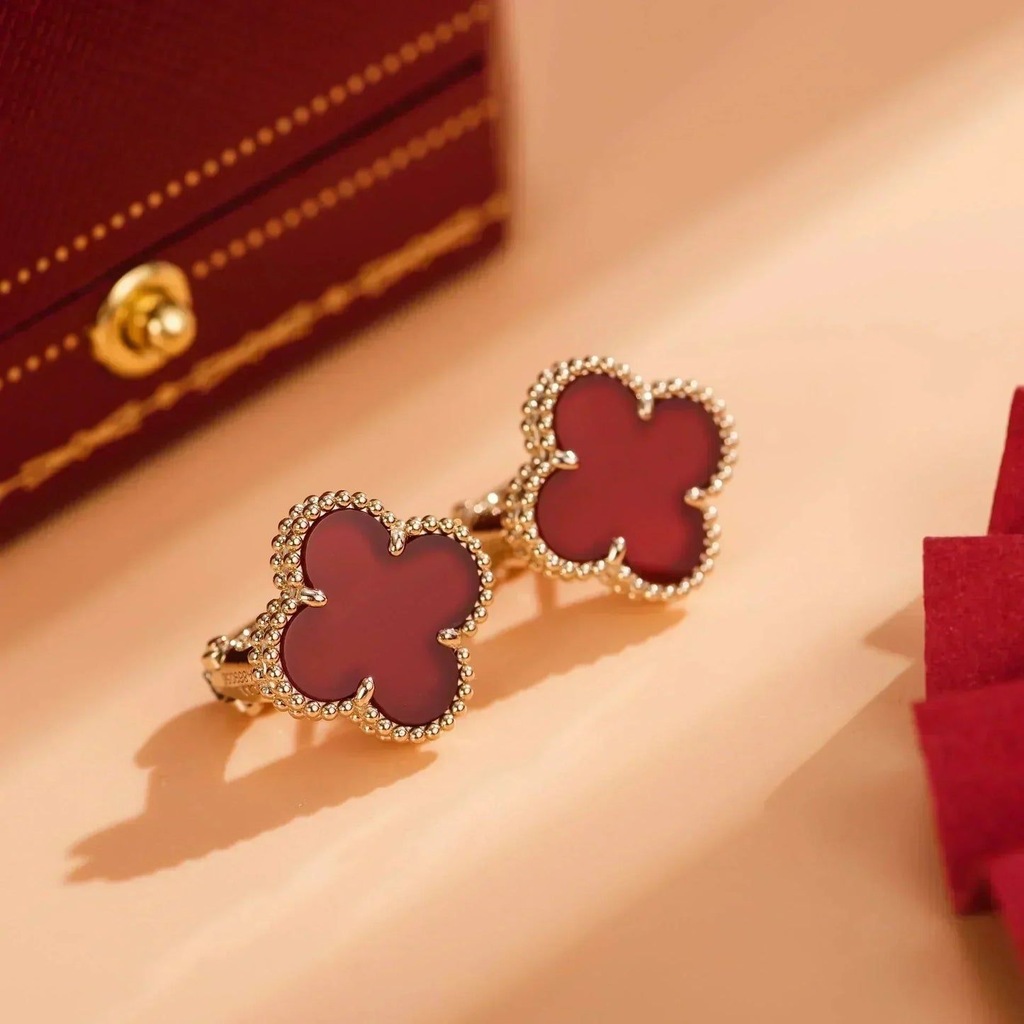 [Grace Jewelry]CLOVER MEDIUM 1 MOTIFS CARNELIAN  EARRINGS