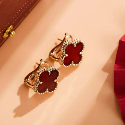 [Grace Jewelry]CLOVER MEDIUM 1 MOTIFS CARNELIAN  EARRINGS