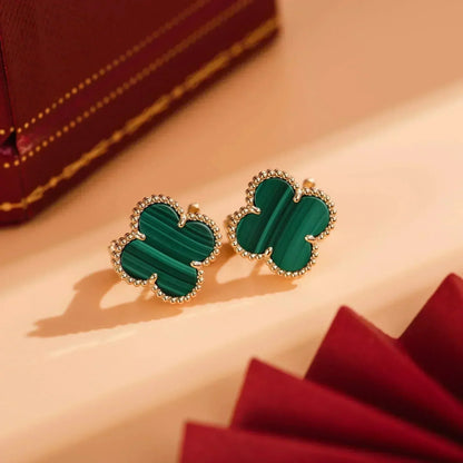 [Grace Jewelry]CLOVER MEDIUM 1 MOTIFS MALACHITE  EARRINGS