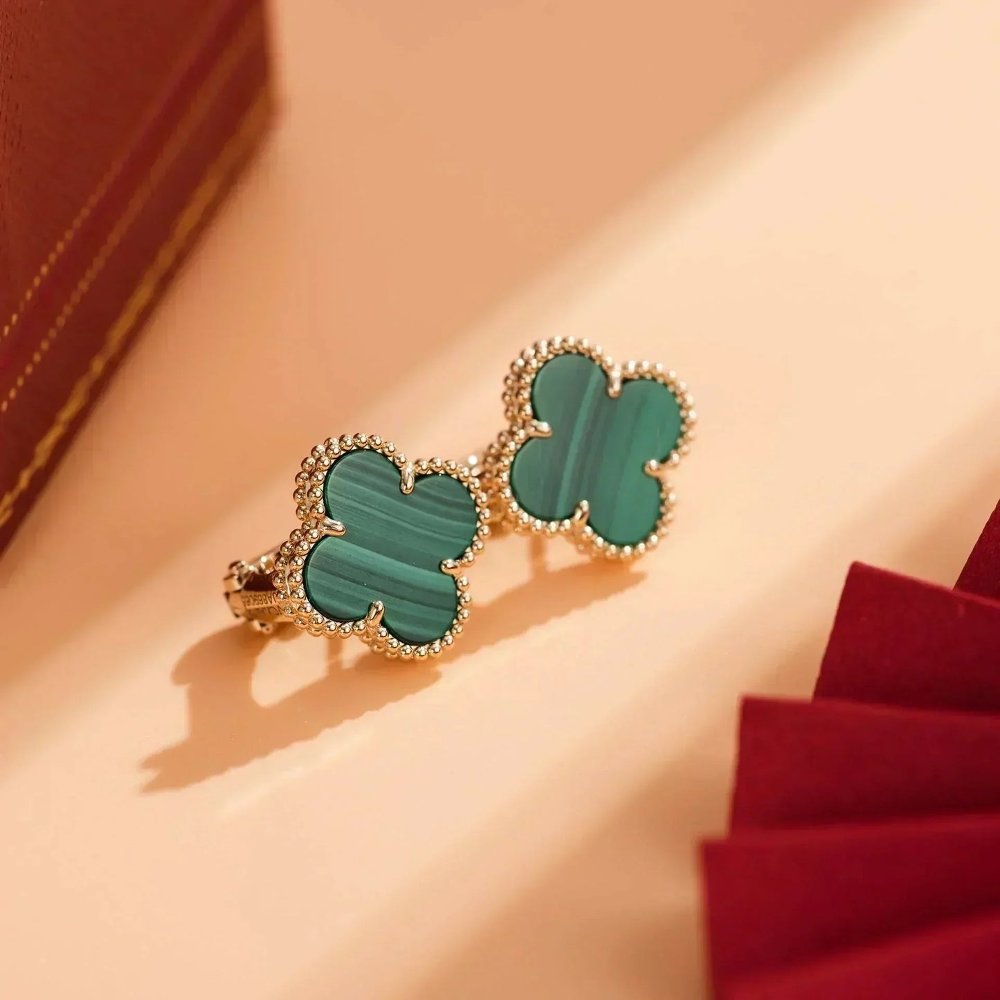 [Grace Jewelry]CLOVER MEDIUM 1 MOTIFS MALACHITE  EARRINGS