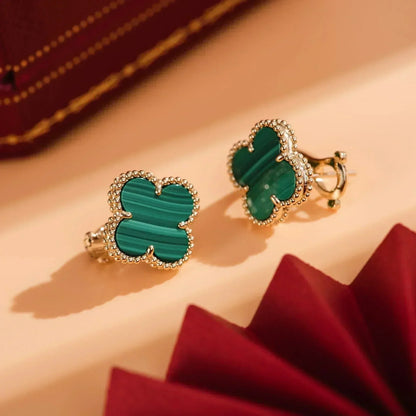 [Grace Jewelry]CLOVER MEDIUM 1 MOTIFS MALACHITE  EARRINGS