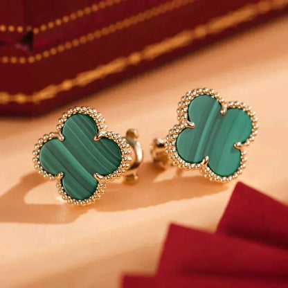 [Grace Jewelry]CLOVER MEDIUM 1 MOTIFS MALACHITE  EARRINGS