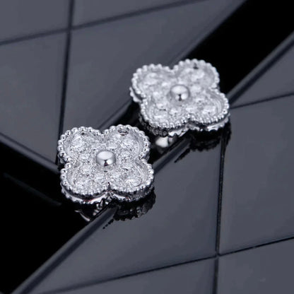 [Grace Jewelry]CLOVER 1 MOTIFS DIAMOND STUD EARRINGS SILVER