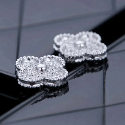 [Grace Jewelry]CLOVER 1 MOTIFS DIAMOND STUD EARRINGS SILVER