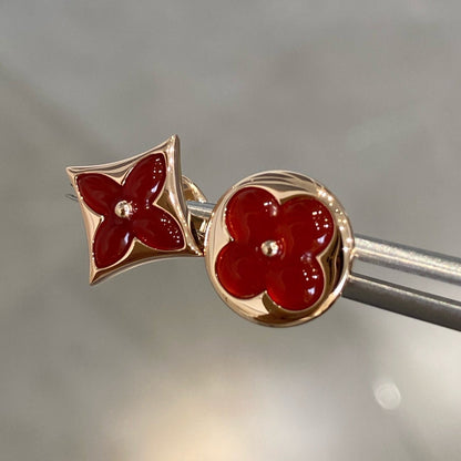 [Grace Jewelry]STAR AND SUN PINK GOLD CARNELIAN STUD EARRINGS