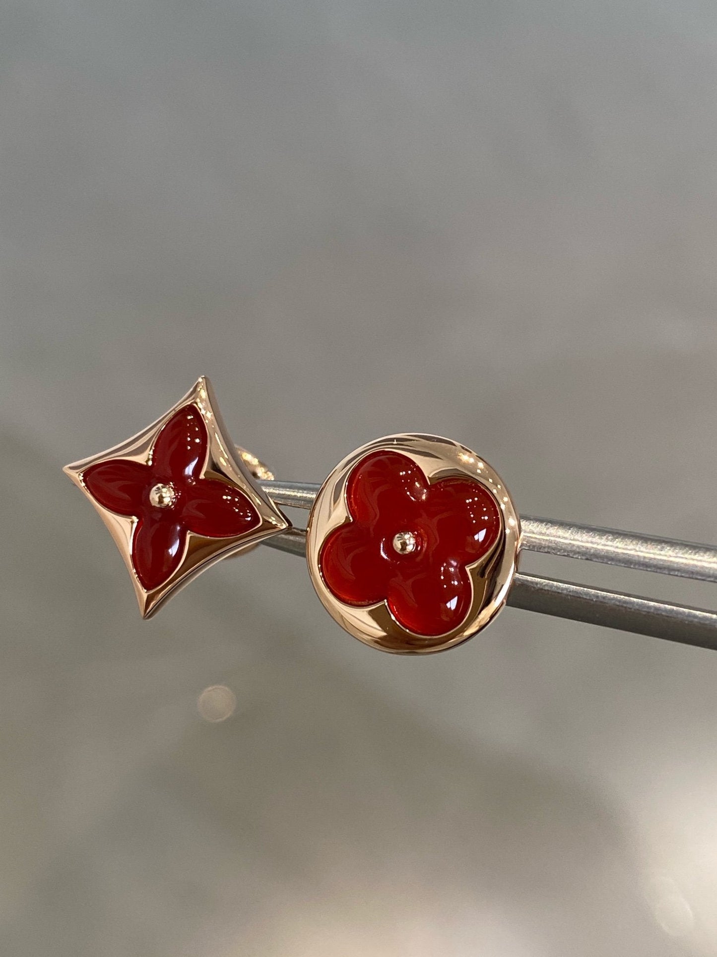 [Grace Jewelry]STAR AND SUN PINK GOLD CARNELIAN STUD EARRINGS