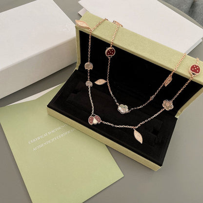 [Grace Jewelry]LUCKY SPRING 15 MOTIFS ROSE GOLD NECKLACE