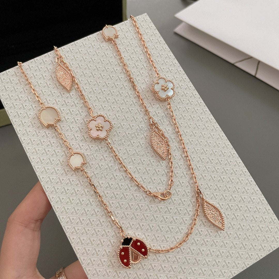 [Grace Jewelry]LUCKY SPRING 15 MOTIFS ROSE GOLD NECKLACE