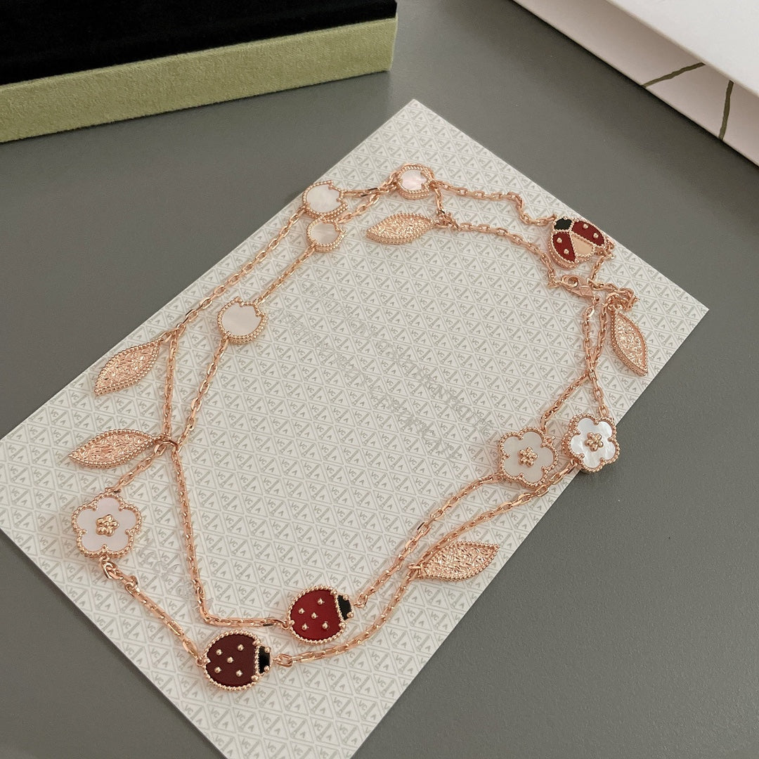 [Grace Jewelry]LUCKY SPRING 15 MOTIFS ROSE GOLD NECKLACE