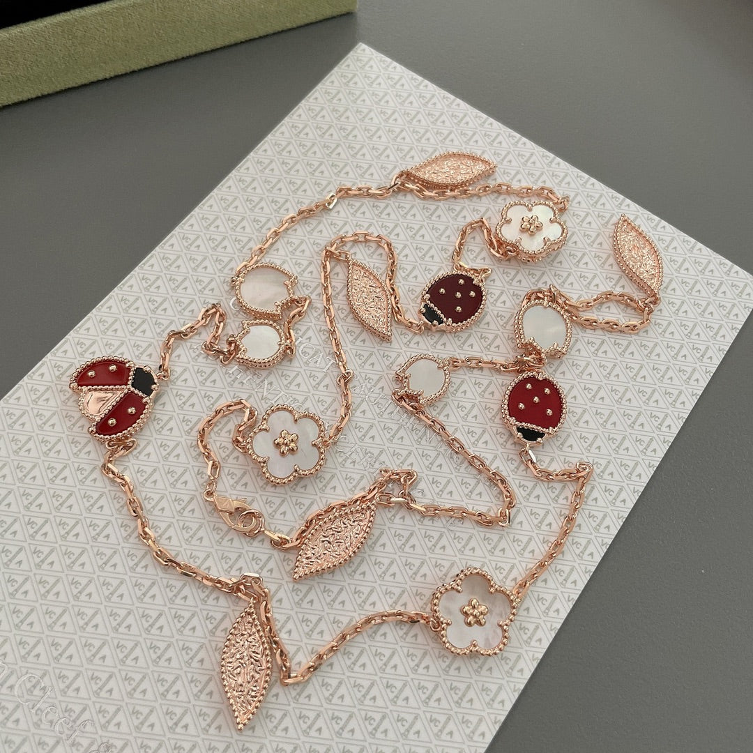 [Grace Jewelry]LUCKY SPRING 15 MOTIFS ROSE GOLD NECKLACE