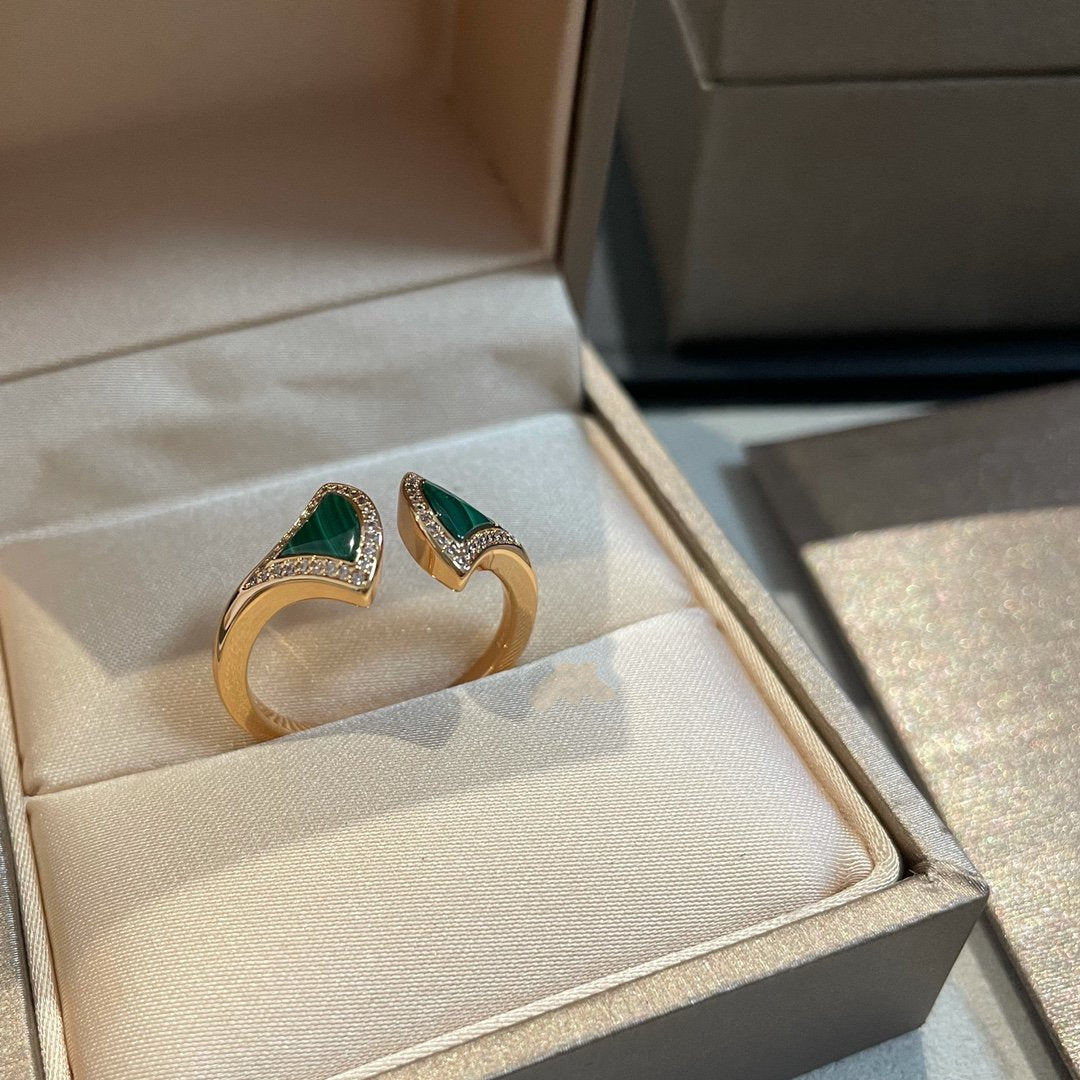 [Grace Jewelry]DREAM MALACHITE DIAMOND OPEN RING