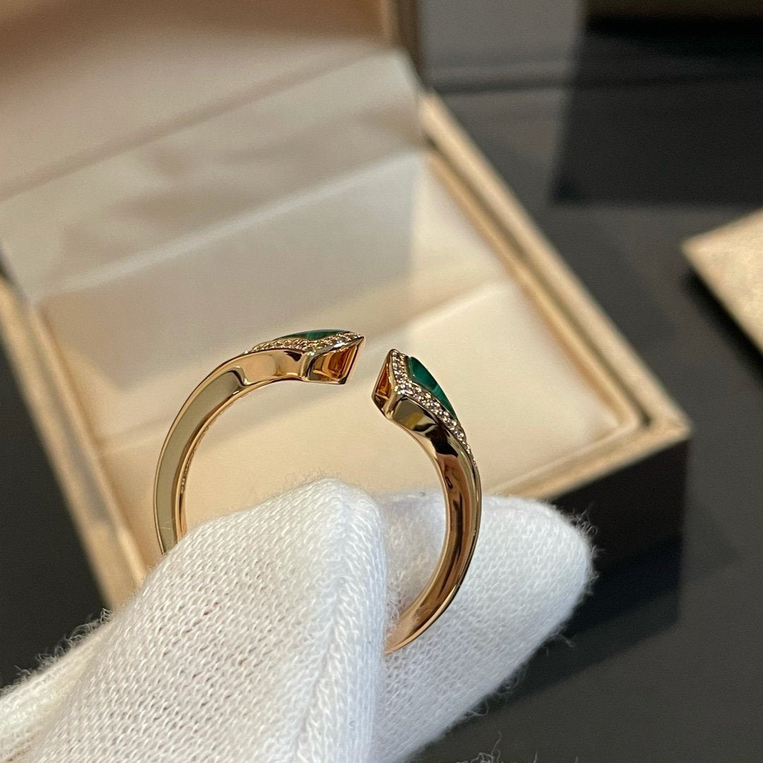 [Grace Jewelry]DREAM MALACHITE DIAMOND OPEN RING