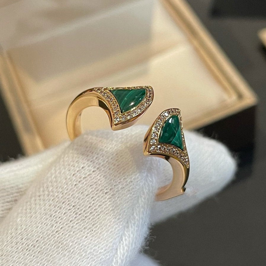 [Grace Jewelry]DREAM MALACHITE DIAMOND OPEN RING