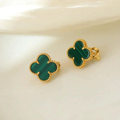 [Grace Jewelry]CLOVER MEDIUM 1 MOTIFS MALACHITE  EARRINGS