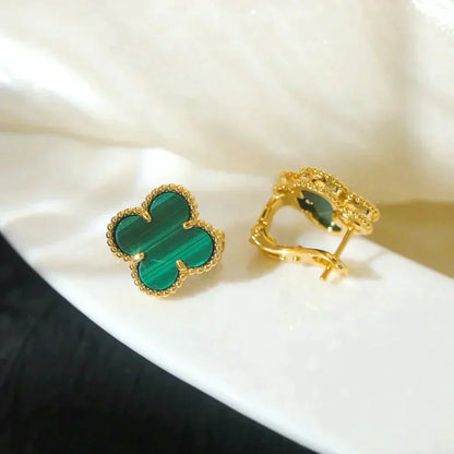 [Grace Jewelry]CLOVER MEDIUM 1 MOTIFS MALACHITE  EARRINGS