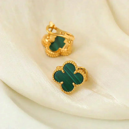 [Grace Jewelry]CLOVER MEDIUM 1 MOTIFS MALACHITE  EARRINGS