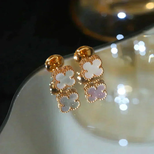 [Grace Jewelry]CLOVER MINI 9.5MM WHITE MOP EARRINGS