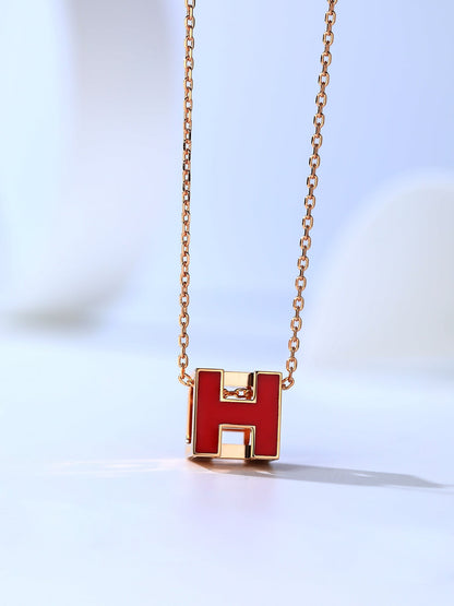 [Grace Jewelry]H CAGE PINK GOLD NECKLACE