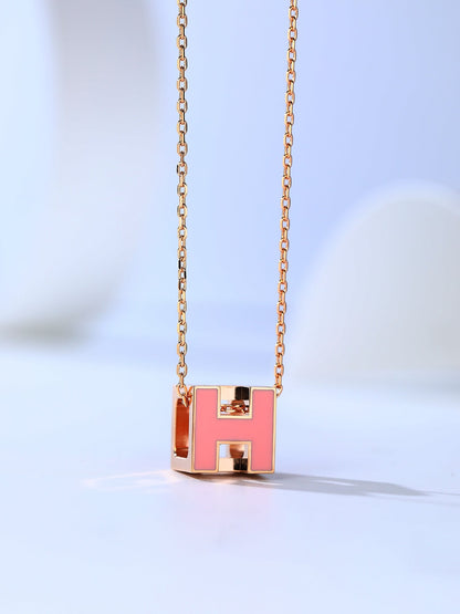 [Grace Jewelry]H CAGE PINK GOLD NECKLACE