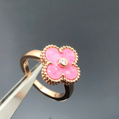 [Grace Jewelry]CLOVER RHODONITE ROSE GOLD RING