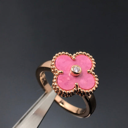 [Grace Jewelry]CLOVER RHODONITE ROSE GOLD RING