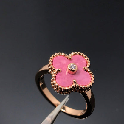 [Grace Jewelry]CLOVER RHODONITE ROSE GOLD RING