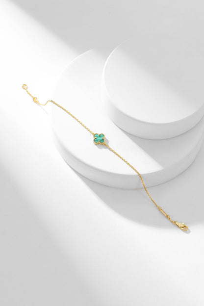 [Grace Jewelry]CLOVER BRACELET MALACHITE 1 MOTIF