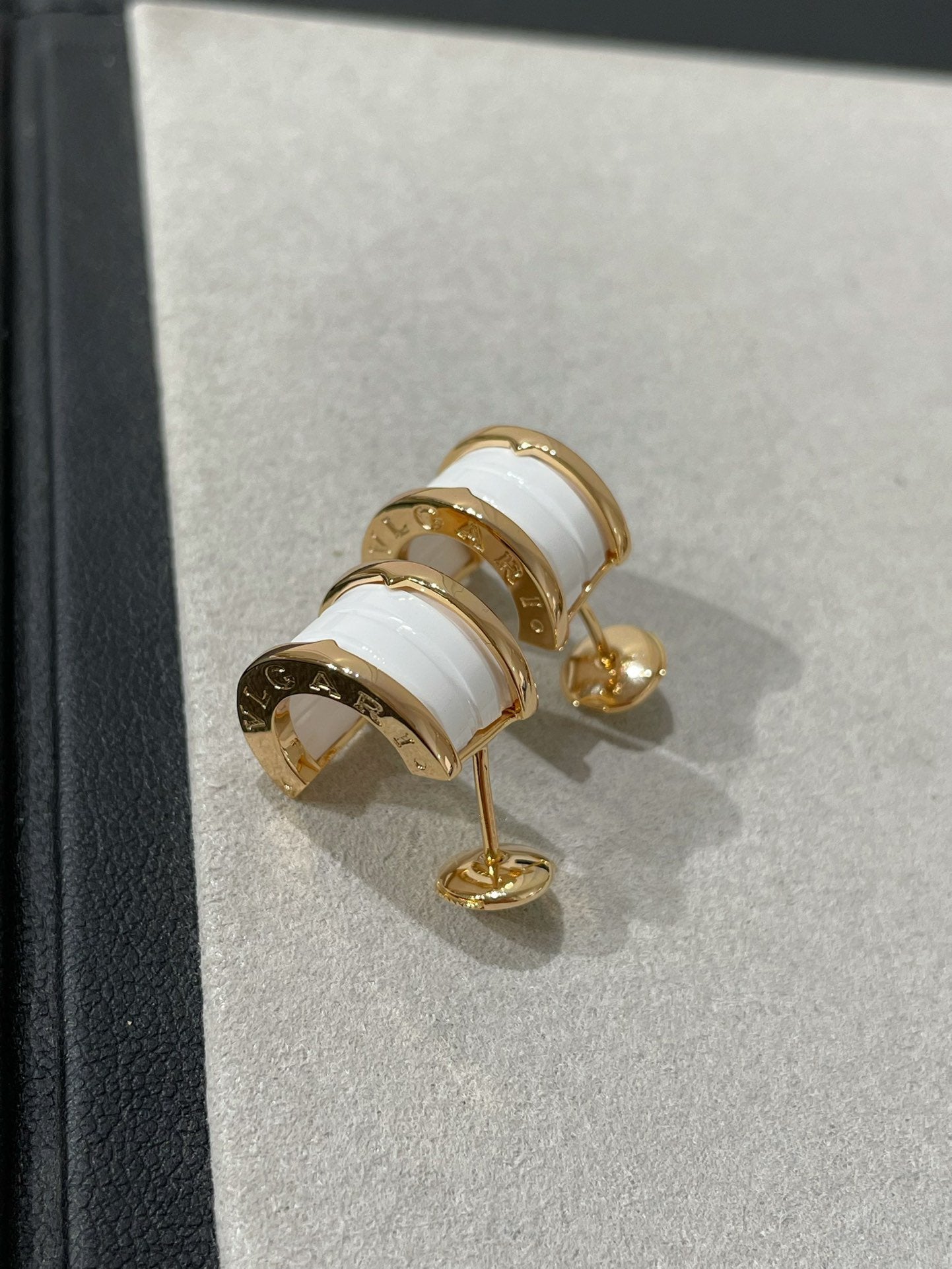 [Grace Jewelry]ZERO 1 PINK GOLD CERAMIC EARRINGS