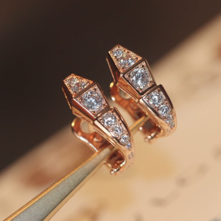 [Grace Jewelry]SERPENT PINK GOLD DIAMOND EARRINGS