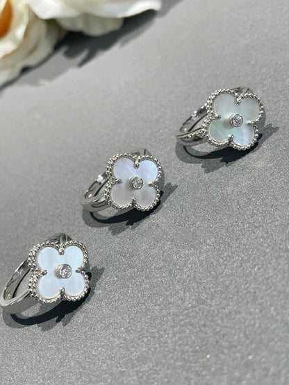 [Grace Jewelry]CLOVER SILVER MOP DIAMOND RING