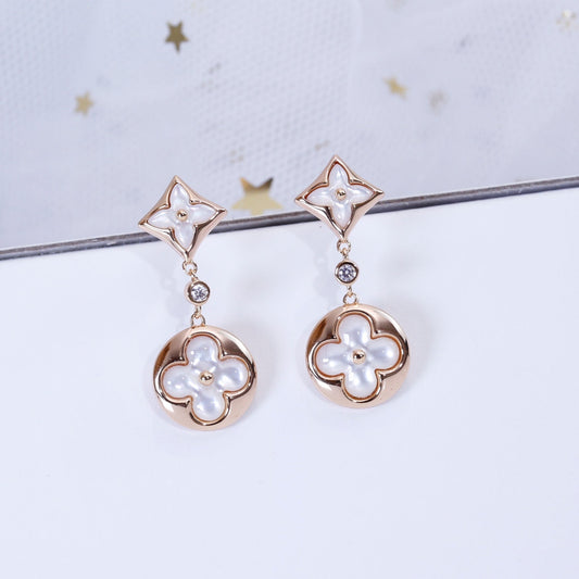 [Grace Jewelry]STAR AND SUN PINK GOLD MOP DROP EARRINGS