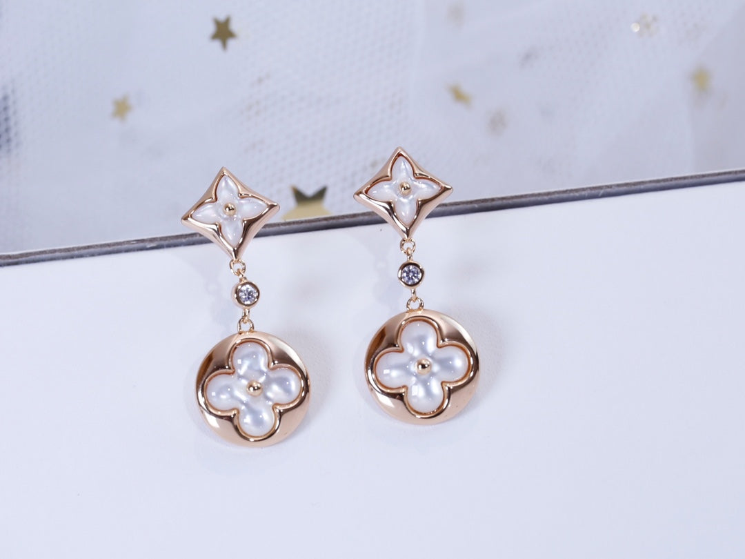 [Grace Jewelry]STAR AND SUN PINK GOLD MOP DROP EARRINGS